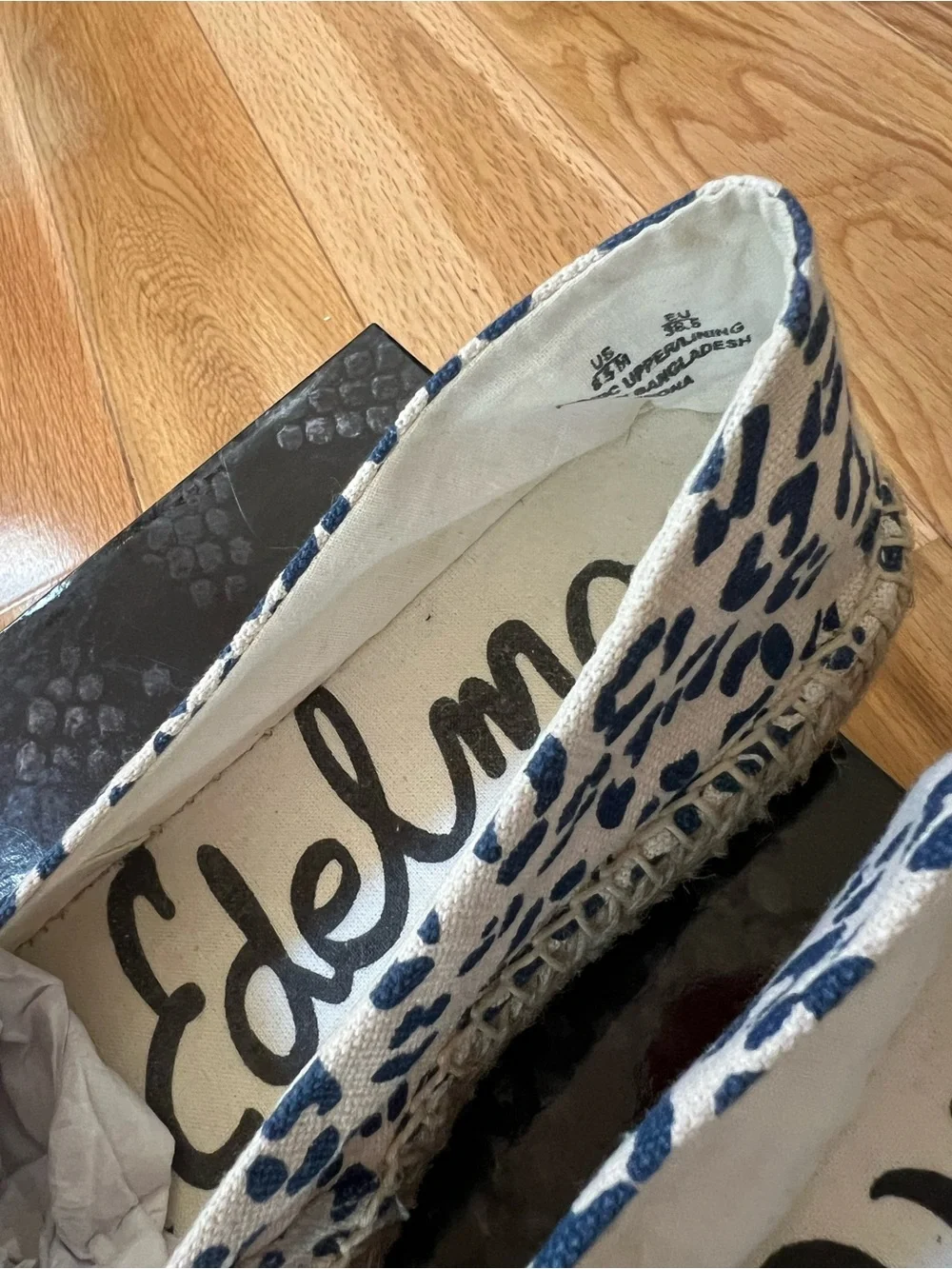 Sam Edelman Blue Leopard-Print Canvas Espadrilles